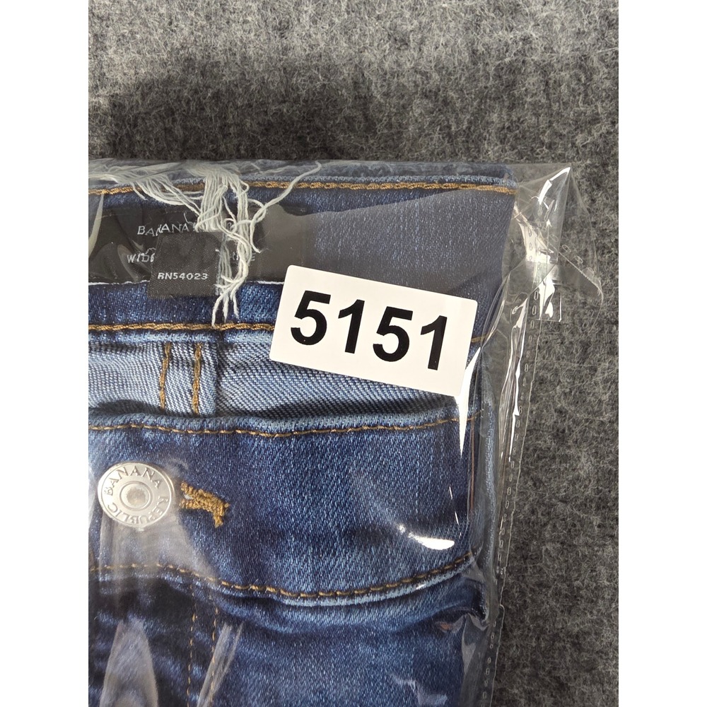 Banana Republic Wide Leg High Rise Jeans 33 16 Tall Cropped Raw Hem Blue - Picture 13 of 13